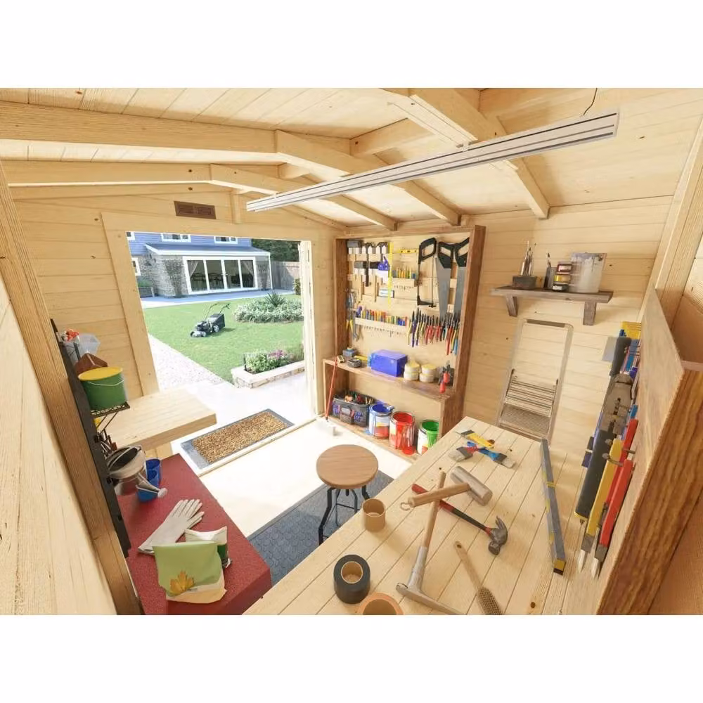 Dunster House Tubby Log Cabin Work Shed in Natural Wood with Superfelt Roof, W/D/H: 2.4 x 2.4 x 2 m – 5