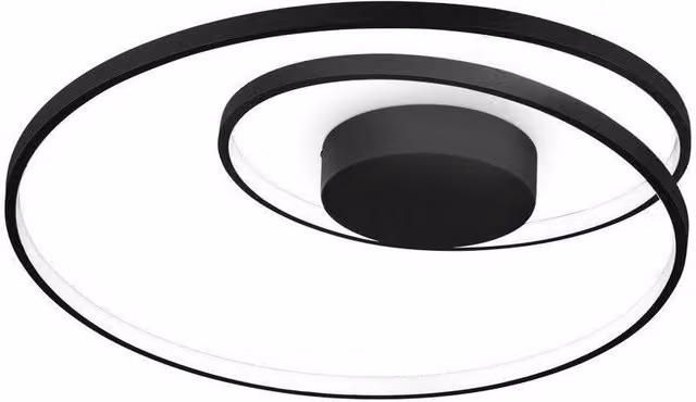 Netlighting OZ Dimmable Swirl Integrated LED Semi Flush Ceiling Light, Black, 3000K Warm White – 2