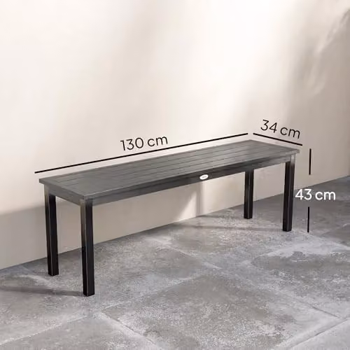 Outsunny Metal Garden Bench 2-Seater in Grey, W/D/H: 130 x 34 x 43 cm – 3