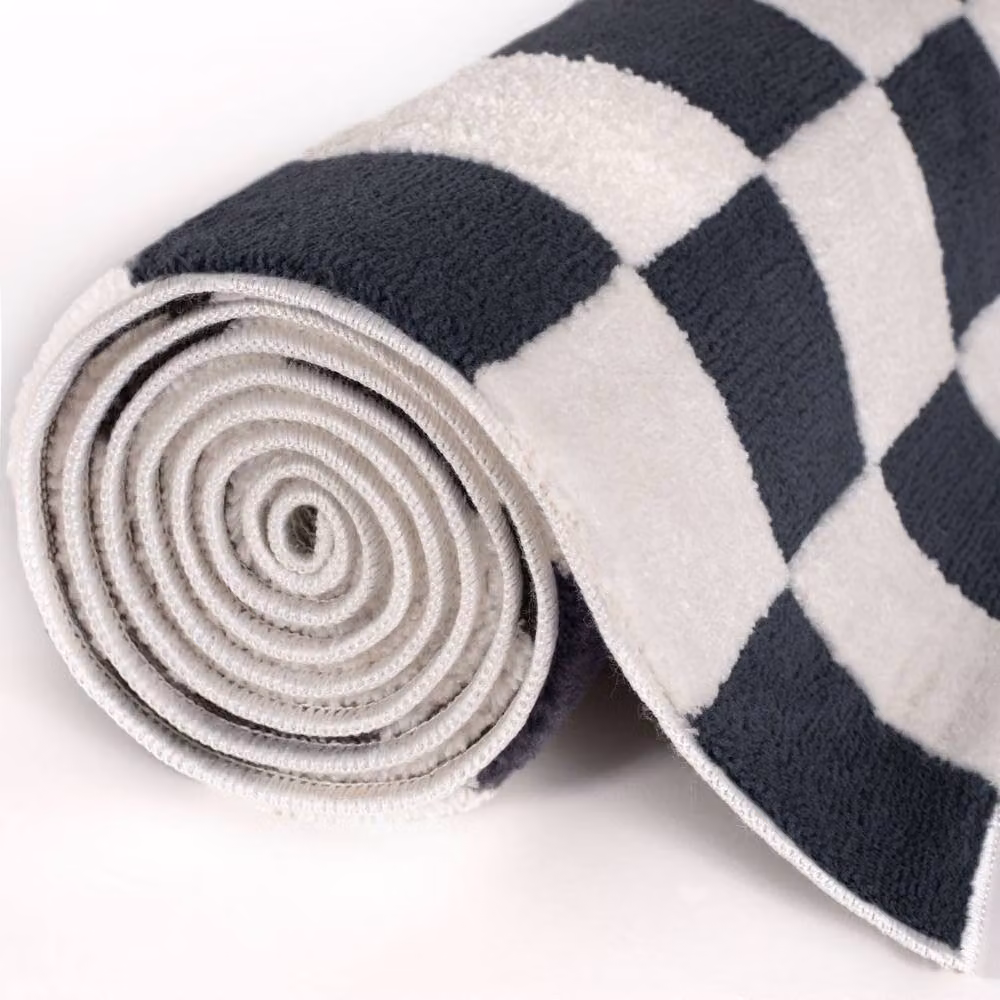 THE RUGS Loft Checkered Soft Pile Area Rug in Blue, W: 200 cm, D: 290 cm – 7