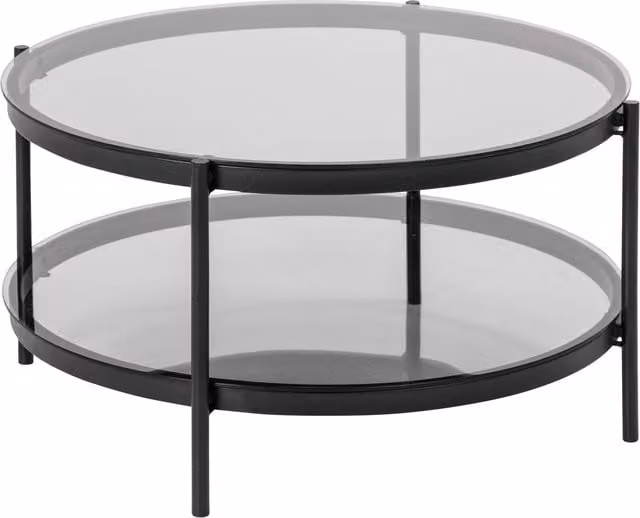 Furniture To Go Bayonne Round Coffee Table with Black Matt Smoked Glass Top – 1