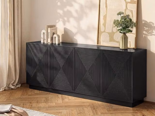Vente-unique Mezulia Modern Black Sideboard with 4 MDF Doors