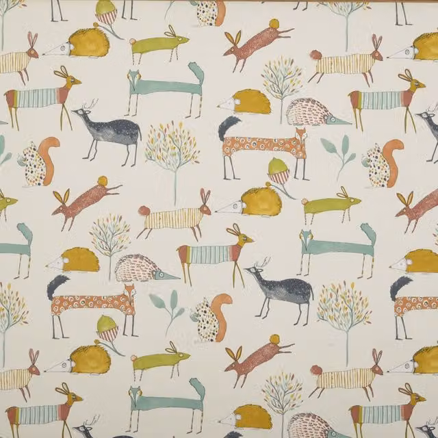 Prestigious Textiles Oh My Deer Graphic Animal Fabric in Multicolour