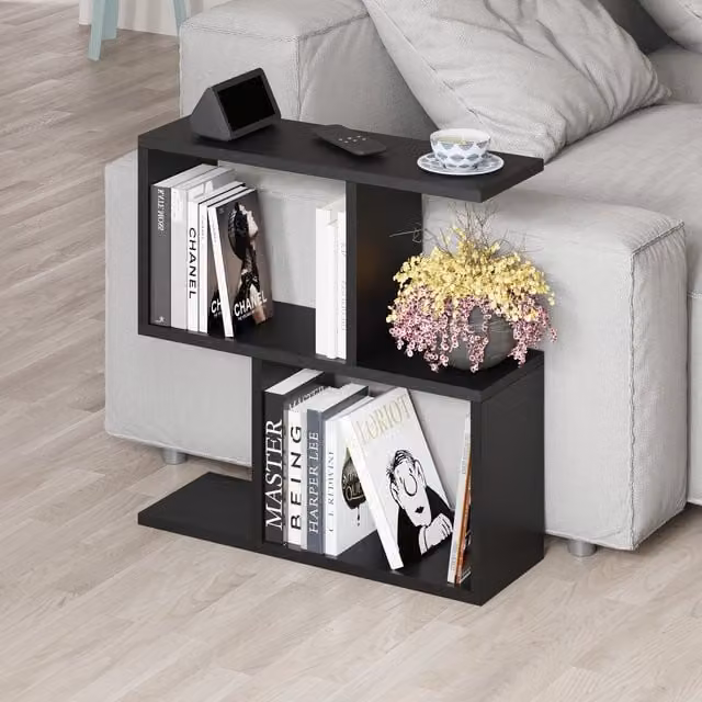 Decortie Modern Square Side Table in Anthracite Black, W/D/H: 60 x 60 x 19.5 cm