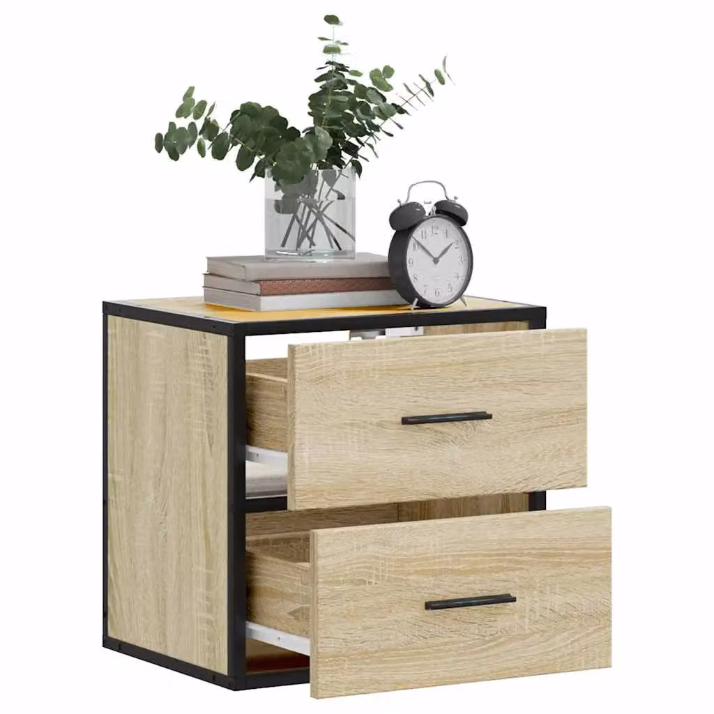 Berkfield Home Wall-mounted Bedside Cabinet in Sonoma Oak Brown, W: 40 cm, D: 31 cm, H: 39.5 cm – 4