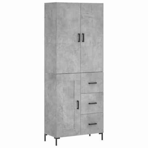 vidaXL Modern Highboard Sideboard in Concrete Grey Engineered Wood with Drawers and Doors