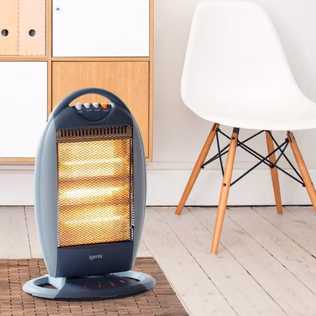 Igenix 1200W Freestanding Infrared Halogen Heater in Grey with Overheat and Tilt Protection