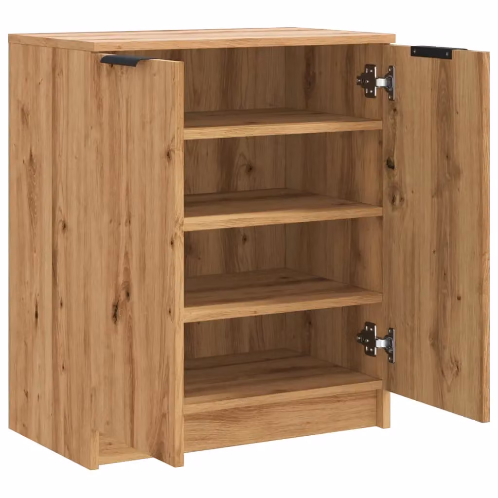 Berkfield Home Artisan Oak Shoe Cabinet in Brown, W/D/H: 59 x 35 x 70 cm – 2