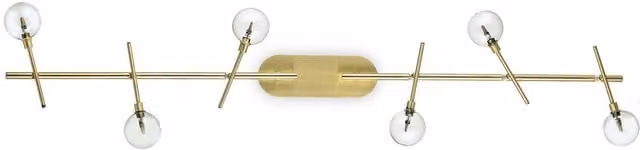 Netlighting Maracas 6 Light Ceiling Light in Antique Brass and Yellow Glass