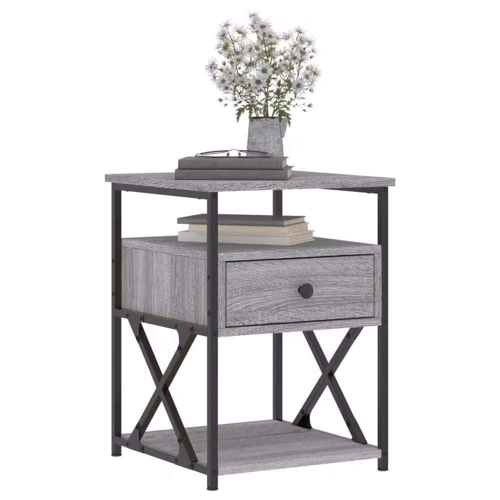 Berkfield Home Set of 2 Grey Sonoma Bedside Cabinets, W/D/H: 40 x 42 x 55 cm – 3