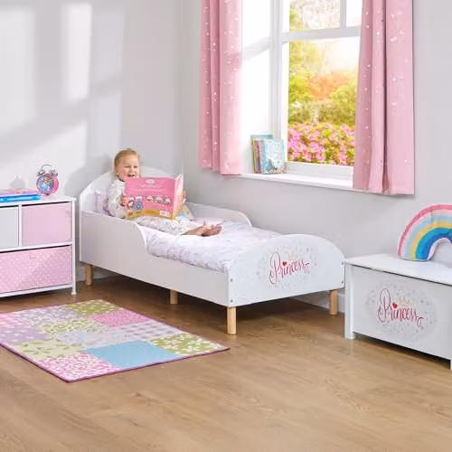 Liberty House Toys Kids Toddler Bed in White Solid Pine Wood, W/D/H: 140 x 70 x 68 cm – 1