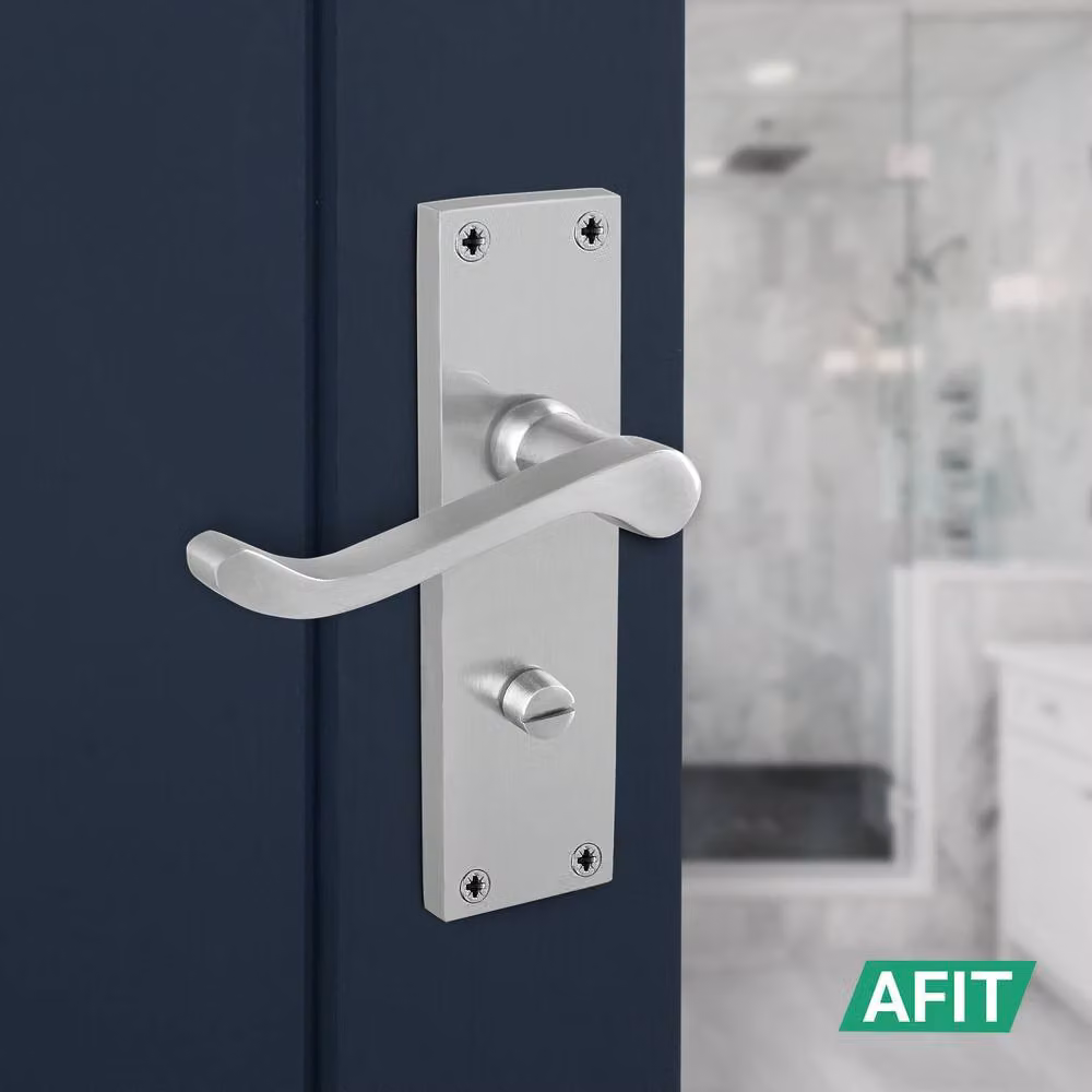 AFIT Satin Chrome Scroll Bathroom Handle and WC Lock Set in Silver, 150 x 150 mm – 4
