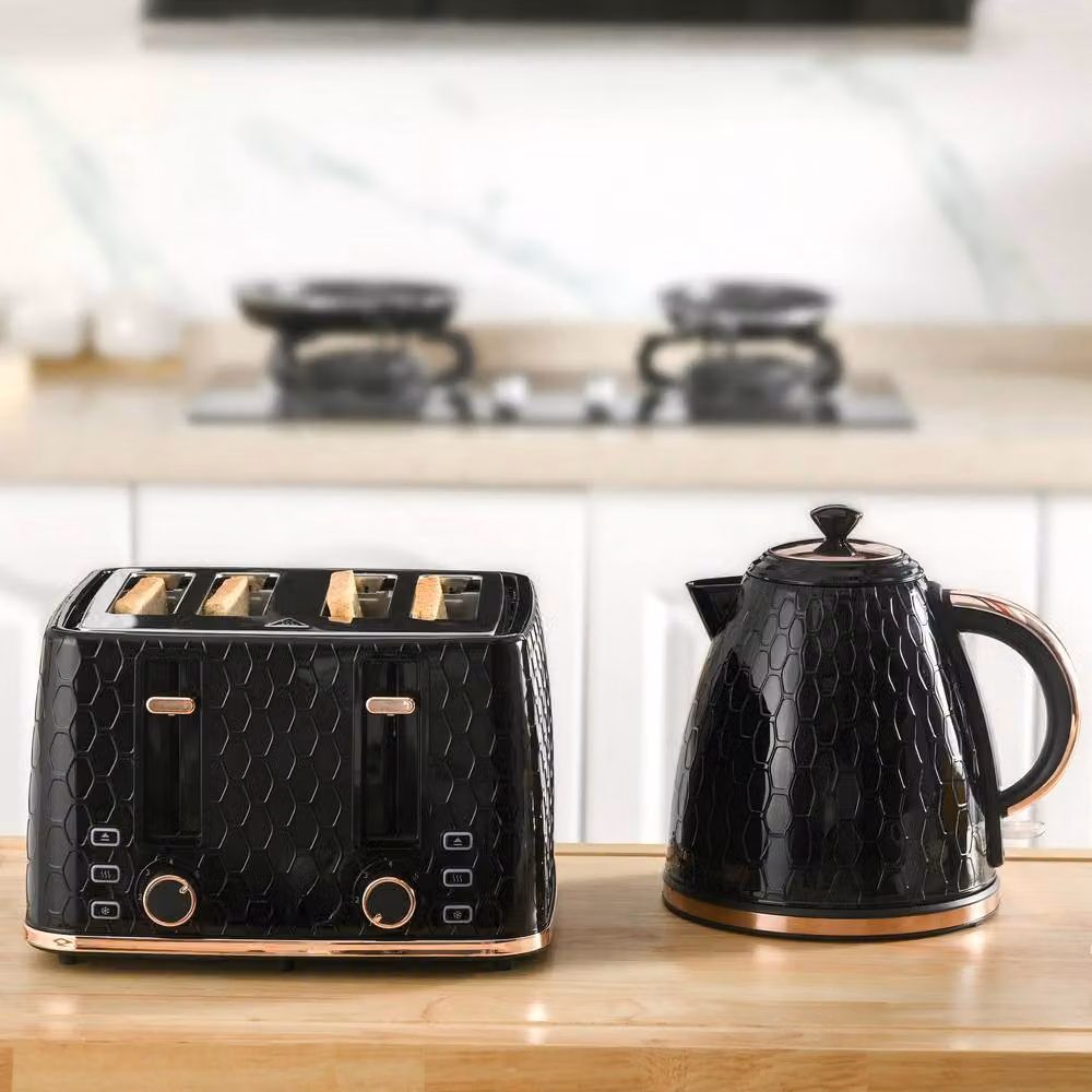 STILVORA Kettle and Toaster Set in Black with 1.7 l Kettle – 2