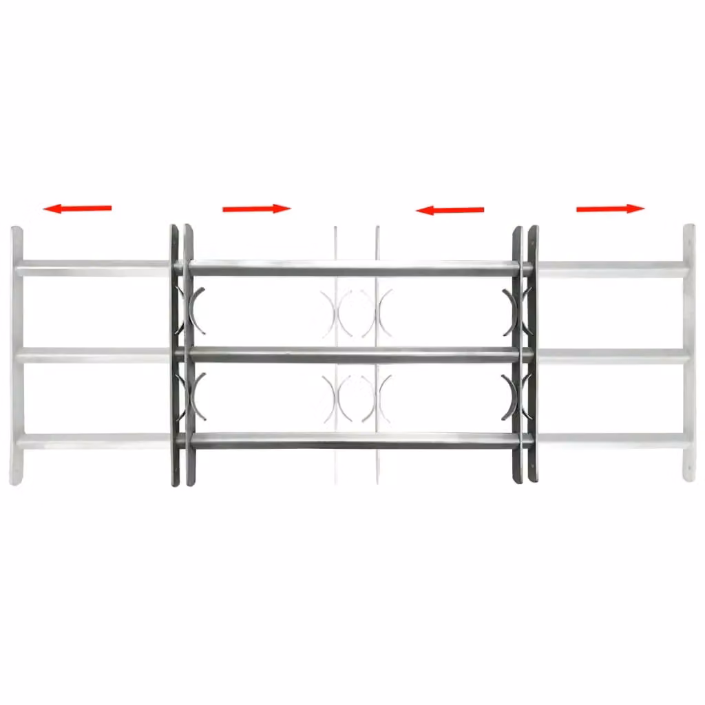 Berkfield Home Adjustable Steel Security Window Grille with 3 Crossbars, Silver, Width: 700-1050 mm