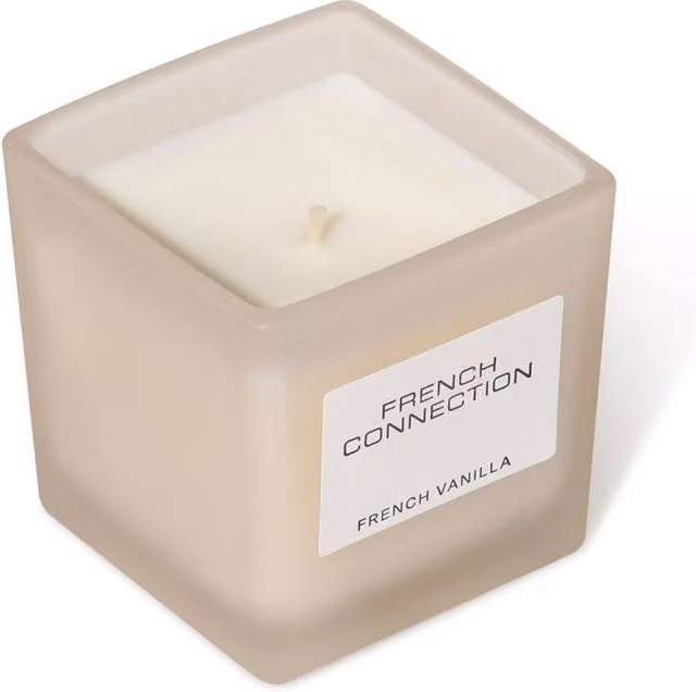 French Connection French Vanilla Luxury Square Scented Table Candle, 220g, Beige