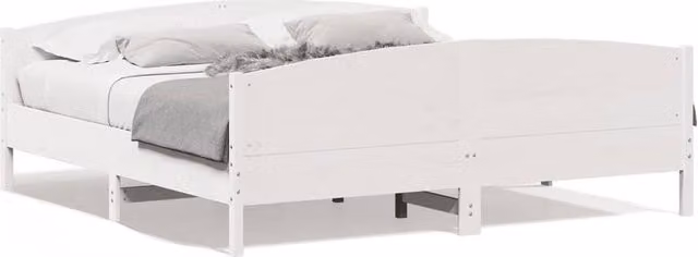 Berkfield Home Super King Solid Wood Pine Bed Frame, White, W: 180 cm, D: 200 cm