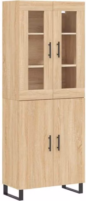 Berkfield Home Sonoma Oak Highboard in Light Brown, W/D/H: 69.5 x 34 x 180 cm – 1