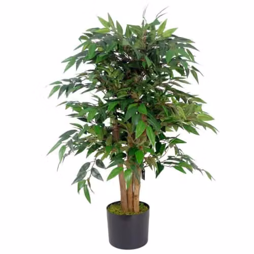 Leaf Design UK Realistic Artificial Ficus Tree, Green, Height: 90 cm