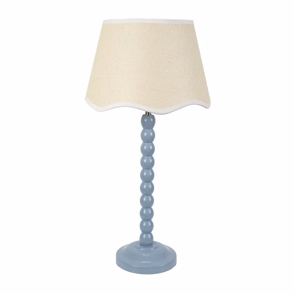 ValueLights Bobbins Powder Blue Table Lamp with White Trim Scallop Fabric Shade – 2