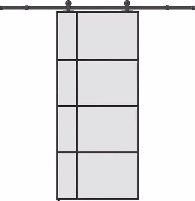 Berkfield Home Modern Sliding Door with Hardware Set, Black ESG Glass and Aluminium, W: 90 cm, H: 205 cm