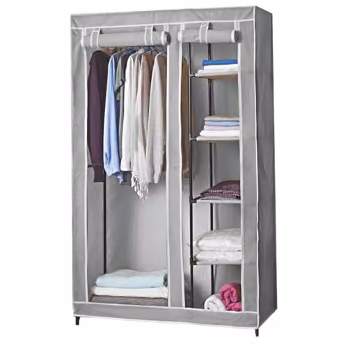 Clarsen Lightweight Multi Wardrobe in Grey, H172 x W105 x D43 cm – 6