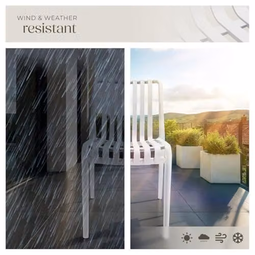 tectake Set of 2 Modern Stackable Garden Chairs in Plastic, Beige/White – 4