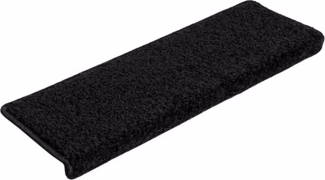 Berkfield Home Self-Adhesive Stair Mats, 10 Pack, Black, W/D/H: 65 x 21 x 4 cm