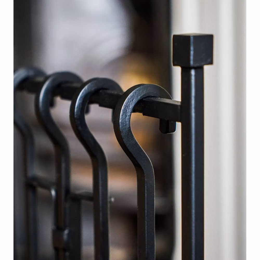 Lemon Pavilion Metal Hanging Fireside Companion Set in Black, W: 13 cm, D: 22 cm, H: 51 cm – 4