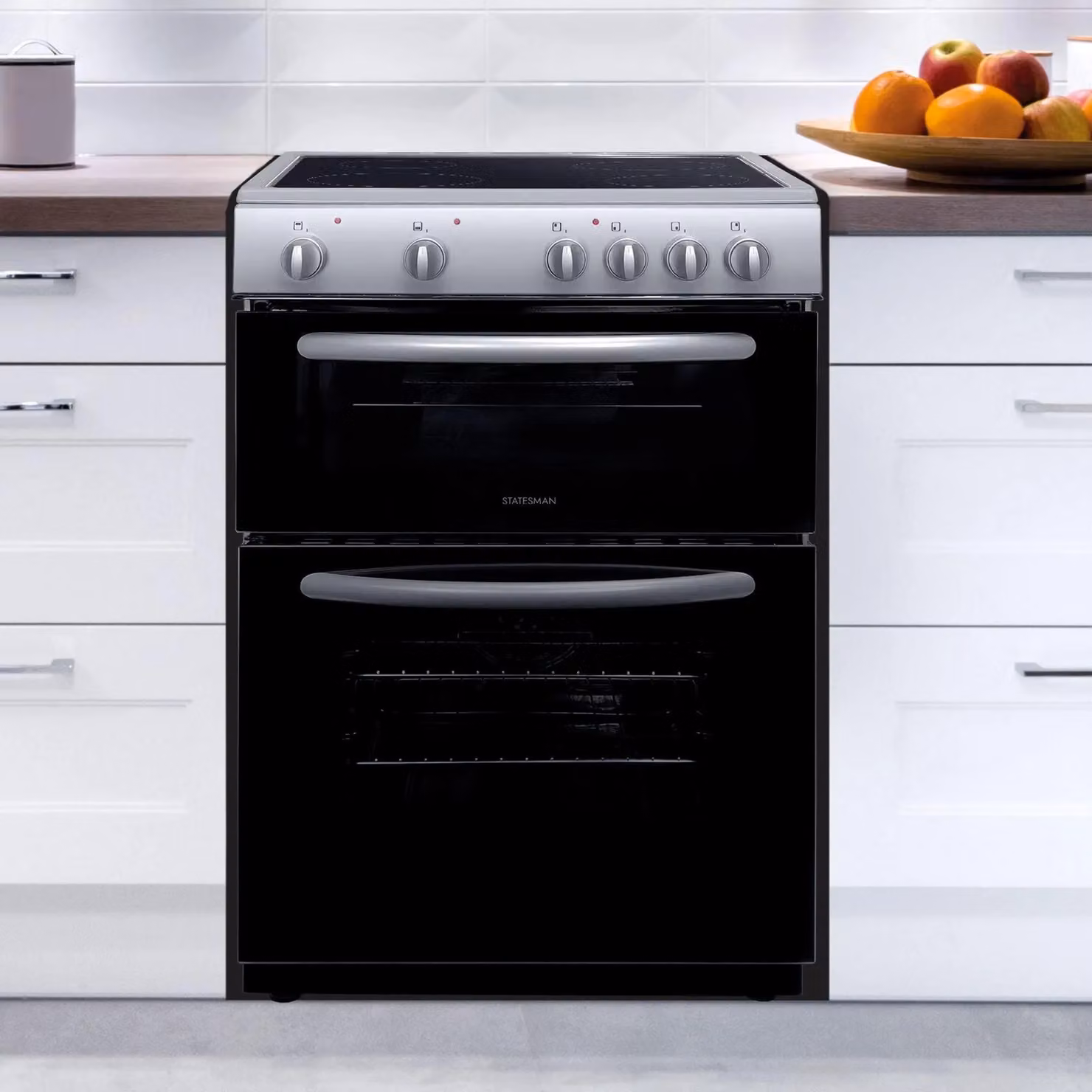 Statesman Fan Assisted Double Oven Electric Cooker in Silver – 2