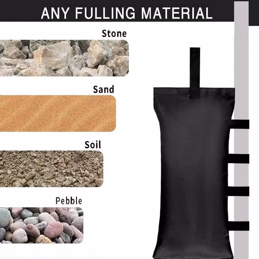 FLAVORA Set of 4 Black Polyester Garden Gazebo Sand Bag Foot Weights, W/D/H: 100 x 15 cm – 5