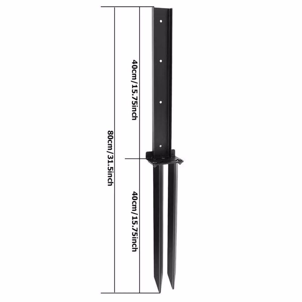 FLAVORA 4-Piece Steel Fence Post Ground Spikes in Black, H: 1000 cm, W: 52 cm – 2