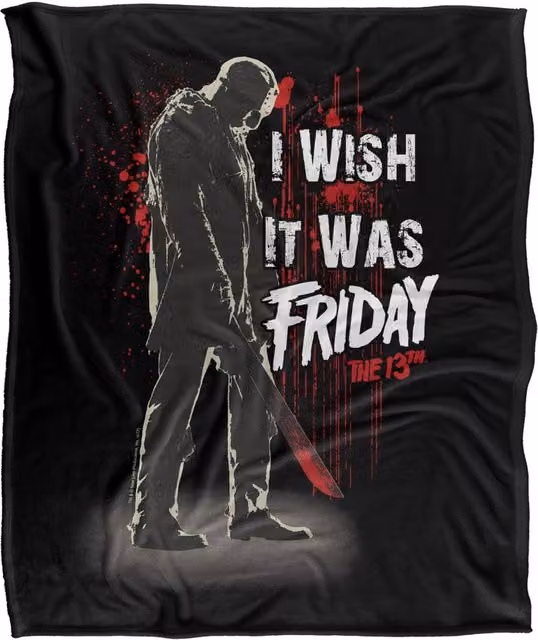 Warner Bros. Friday The 13th I Wish It Was Friday Super Soft Fleece Throw Blanket, Multicolour, W: 152 cm, D: 127 cm – 6