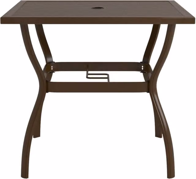 Berkfield Home Brown Square Garden Table in Powder Coated Steel, W/D/H: 81.5 x 81.5 x 72 cm