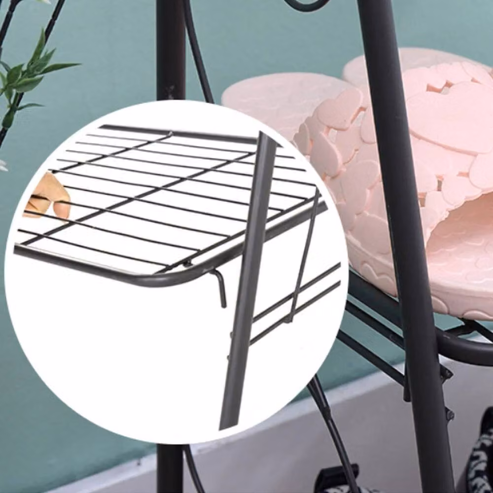 KORVIXA 3 Tier Metal Shoe Rack and Bathroom Storage Unit, Black, W: 60 cm, H: 72 cm, D: 100 cm – 4