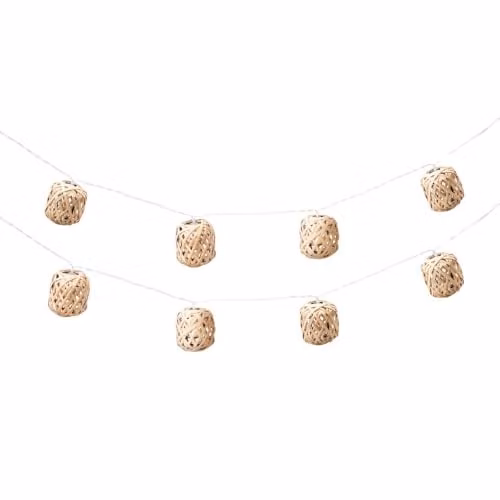ValueLights Rattan Wicker Sphere Battery Operated Warm White Outdoor String Lights in Brown – 1