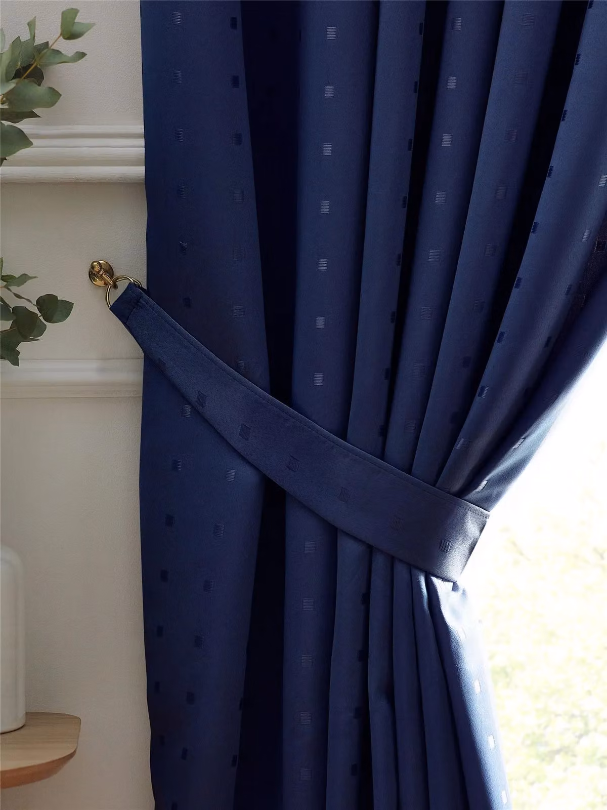 Luxury Living Adi Lined Ring Top Eyelet Curtains in Blue, Width: 229 cm, Drop: 274 cm – 3