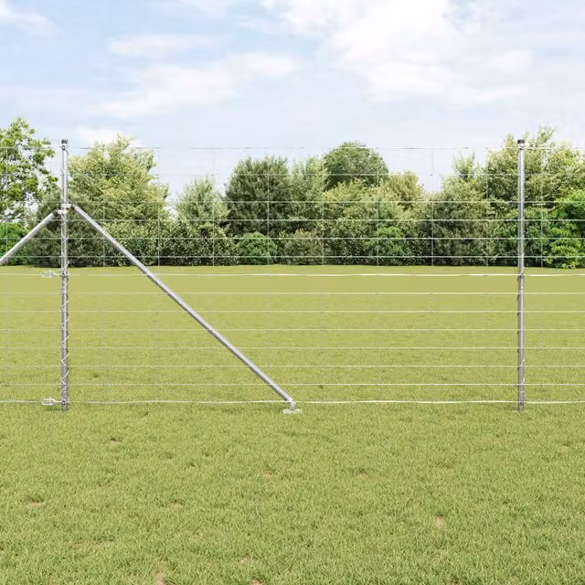 Berkfield Home Field Fence Galvanised Steel in Silver, H 140 cm x W 25 m – 1