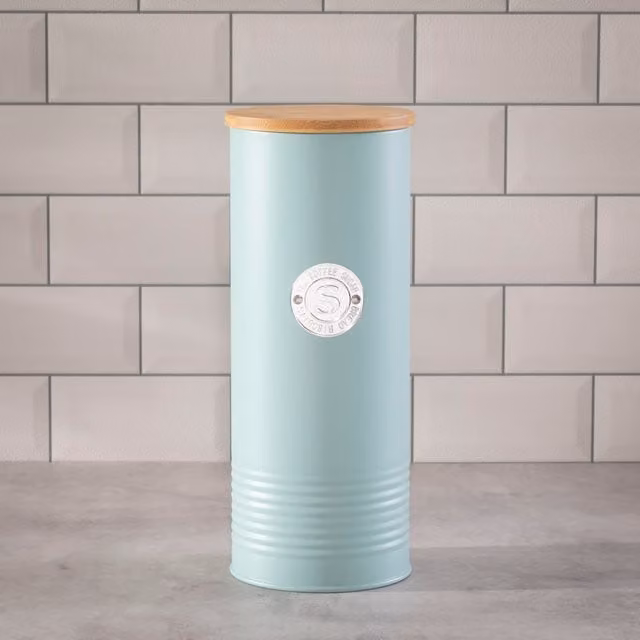 Homiu Pasta Storage Jar in Petrol Teal with Silver Metal Accents