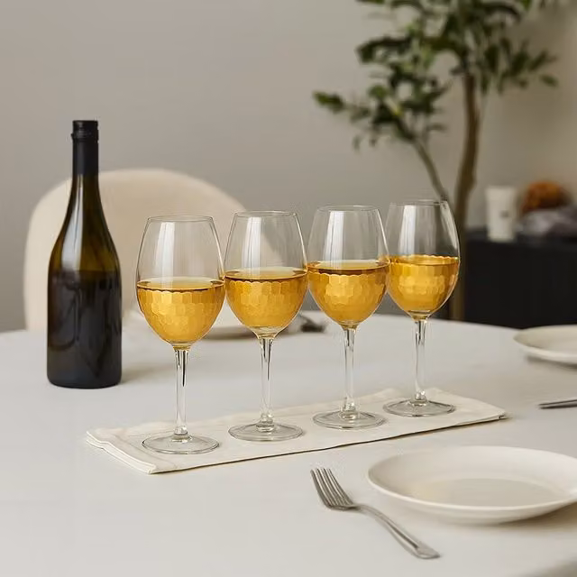 Orsina Set of 4 Gold Geometric Large Wine Glasses – 5