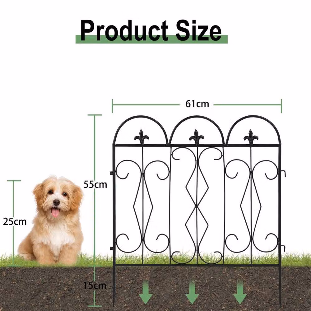 EONLION 5 Pack Black Steel Decorative Garden Fence, Height: 100 cm – 2