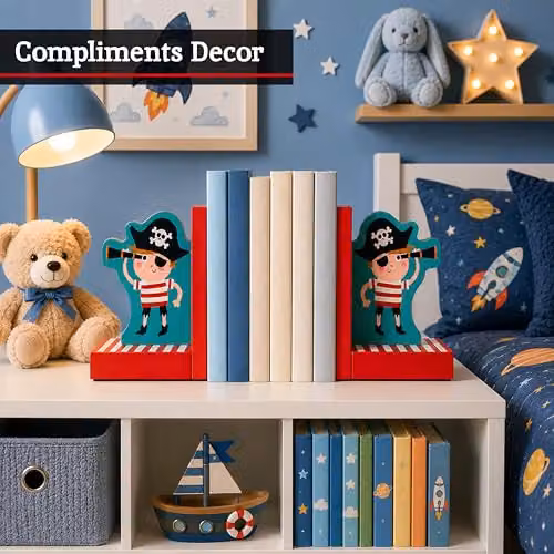 Orsina Set of 2 Pirate Bookends in Multicolour Striped Design – 5