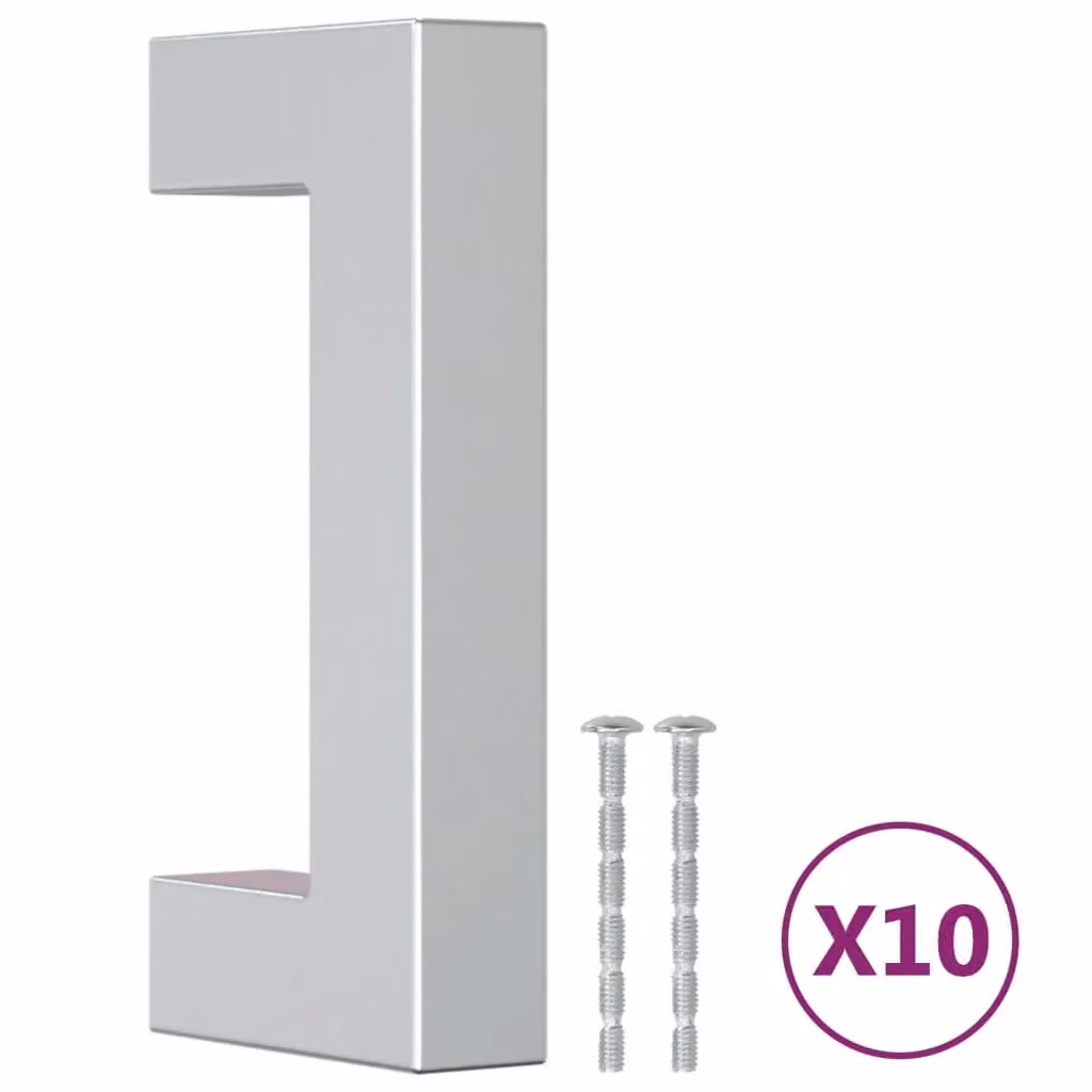 Berkfield Home 10 pack of silver brushed stainless steel bar cabinet handles, 64 mm – 2