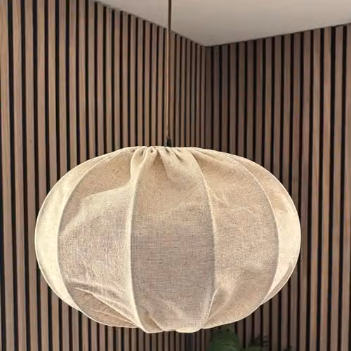 CGC Lighting Serafina Oval Linen Fabric Lampshade in Beige, Width: 45 cm – 3