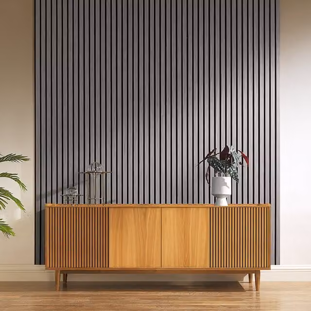Home Treats Modern Wooden Slatted 3D Acoustic Wall Panelling in Grey