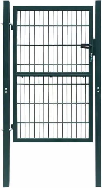 Berkfield Home Single 2D Steel Swing Fence Gate, Green, W: 106 cm, H: 210 cm – 1