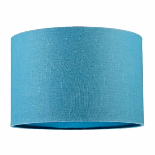 Happy Homewares Coastal Waters Teal Textured Linen Fabric Circular Lamp Shade in Turquoise and Petrol, W/D/H: 30 x 30 x 20 cm