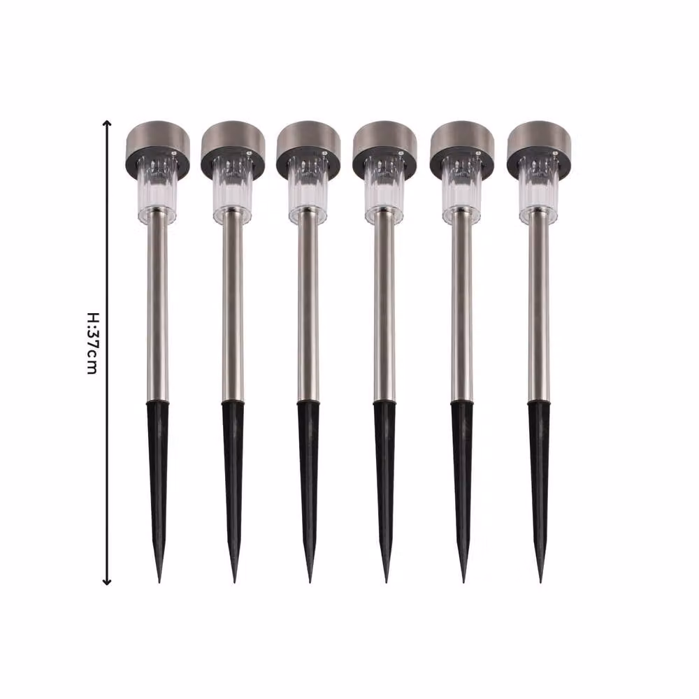 Gainsborough Pack of 6 Colour Changing Solar LED Garden Stake Lights in Silver Stainless Steel – 4