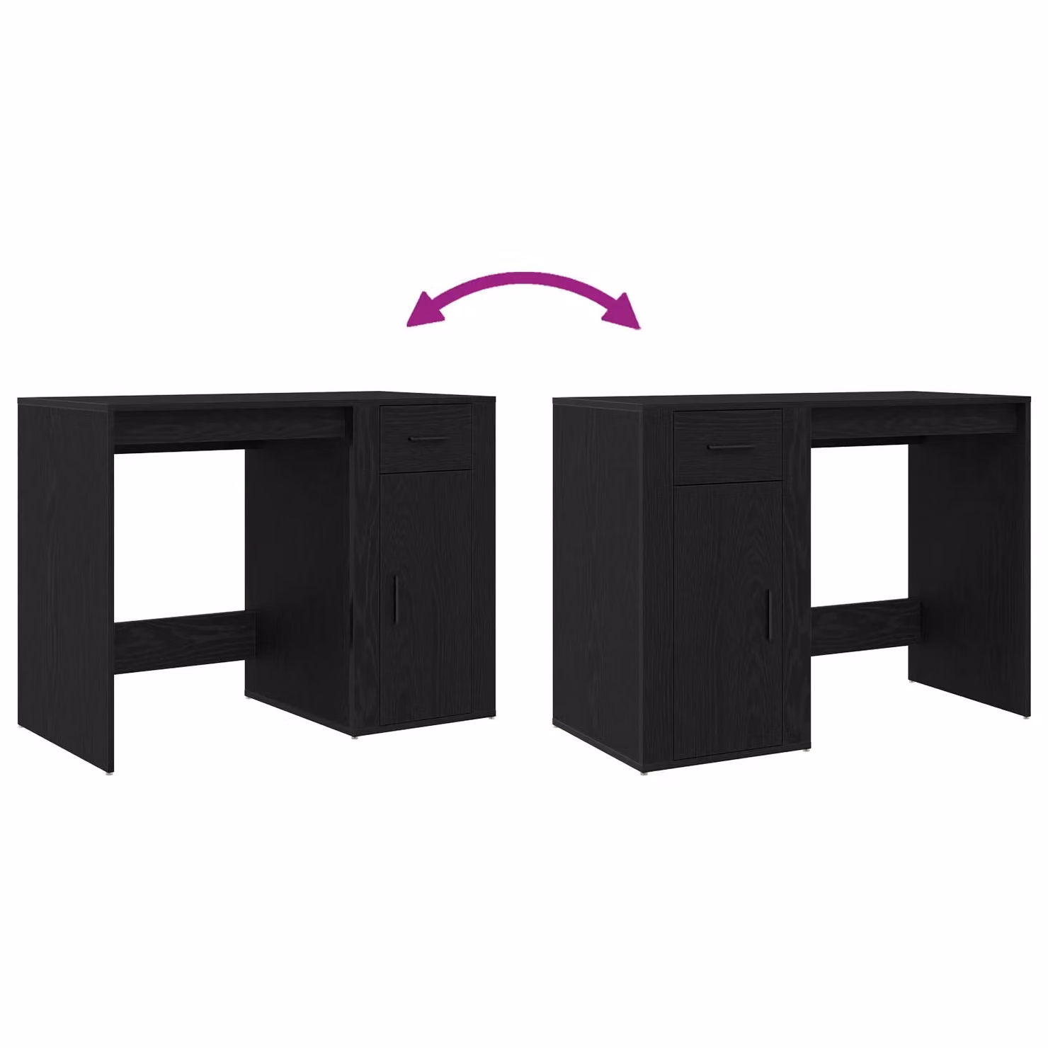 Berkfield Modern Writing Desk in Black Oak, W/D/H: 100 x 49 x 75 cm – 4
