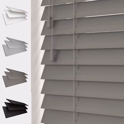 Caecus Grey Faux Wood Venetian Blind, Width: 180 cm, Drop: 160 cm