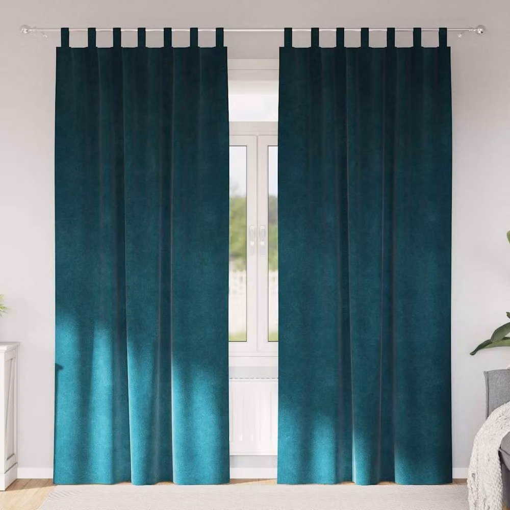Berkfield Home Blackout Velvet Curtains in Petrol Green, 2 Pack, W: 140 cm x H: 225 cm – 2